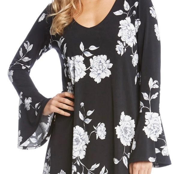 Karen Kane Dress NWOT Taylor Bell Sleeve A-Line Black & White Super Flattering! - Picture 2 of 14